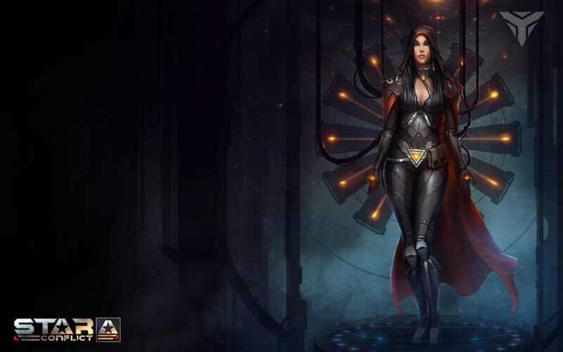Female Character in Armor — Black, Dramatic, Night, Digital Art, Red Cape
