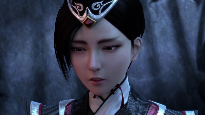 Female Character in Armor — Black, Serious, 3d Render, Headpiece