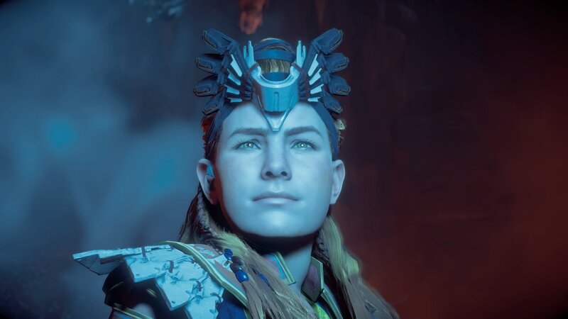 Female Character in Armor — Blue, Dramatic, 3d Render, Headpiece