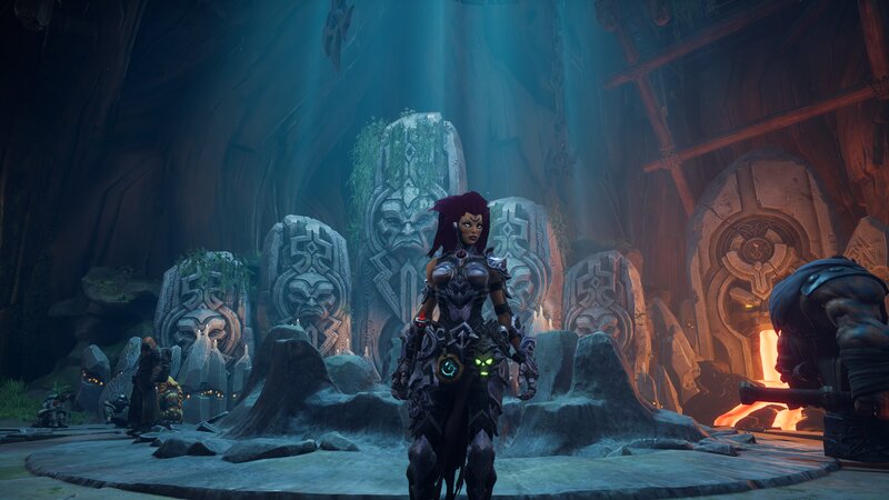 Female Character in Armor — Blue, Dramatic, 3d Render, Stone Statues