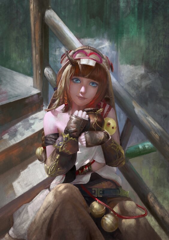 Female Character in Armor — Brown, Calm, Digital Art