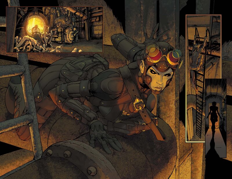 Female Character in Armor — Brown, Dramatic, Comic