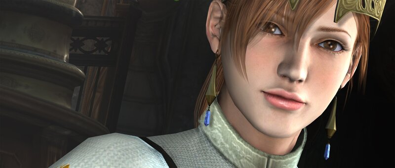 Female Character in Armor — Brown, Serious, 3d Render, Crown