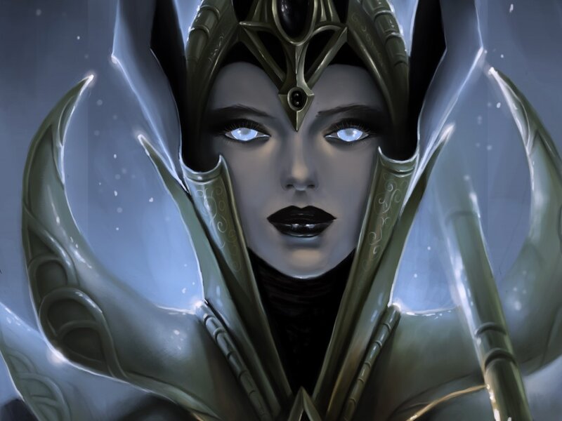Female Character in Armor — Gray, Dramatic, Digital Art, Helmet