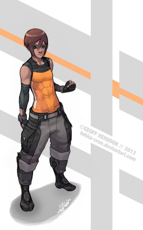 Female Character in Armor — Gray, Neutral, Digital Art