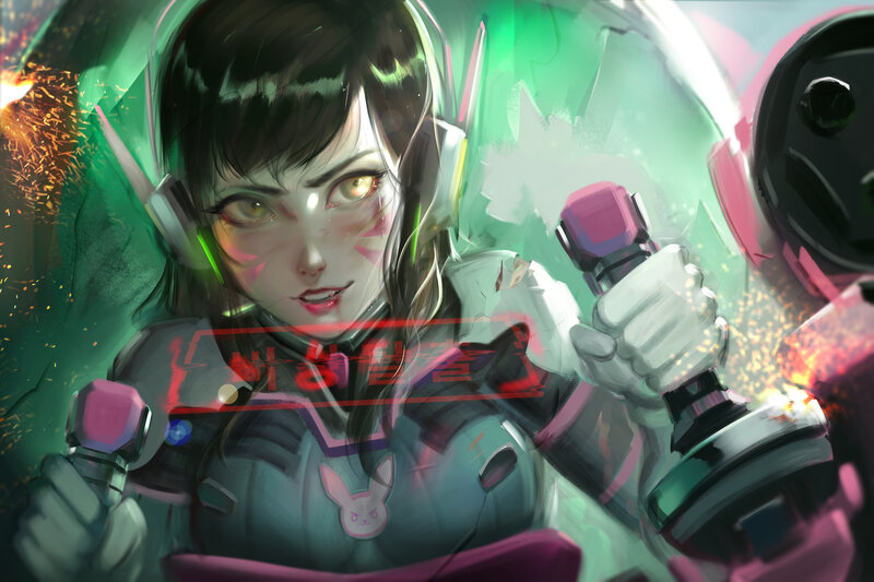 Female Character in Armor — Green, Intense