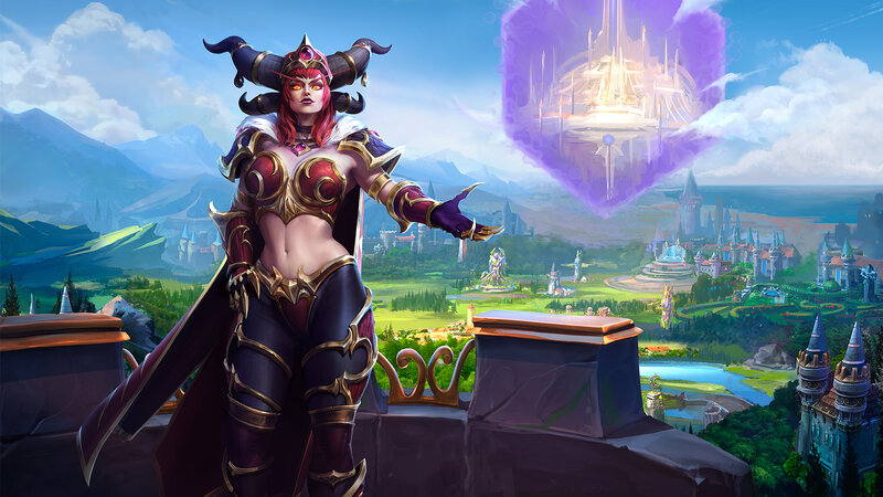 Female Character in Armor — Purple, Dramatic, Afternoon