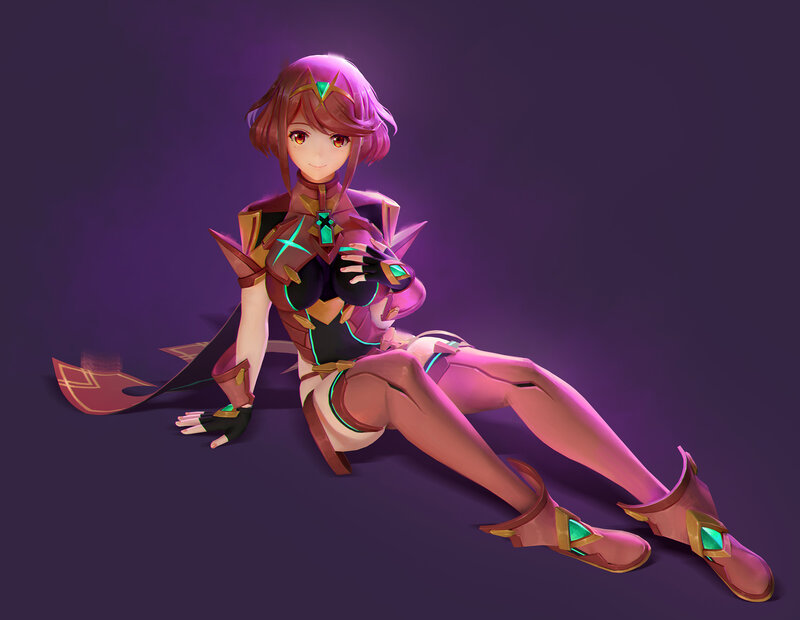 Female Character in Armor — Purple, Dramatic, Digital Art, Glowing Gems