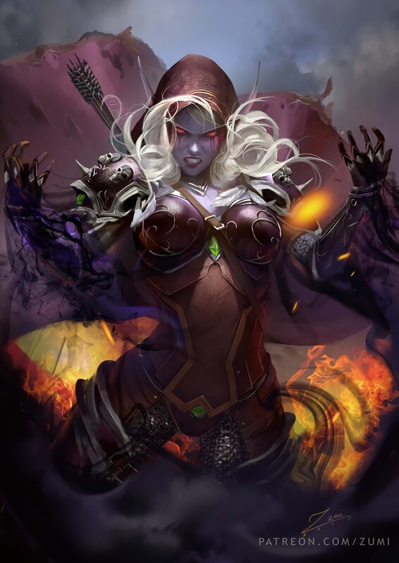 Female Character in Armor — Purple, Dramatic, Intense