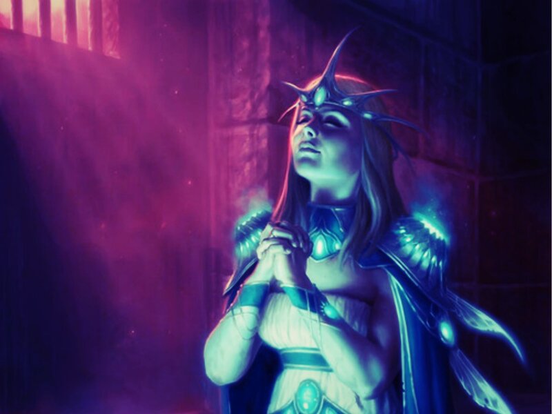 Female Character in Armor — Purple, Dramatic, Night, Digital Art, Crown