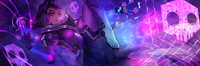 Female Character in Armor — Purple, Dramatic, Night, Digital Art, Skull Symbols