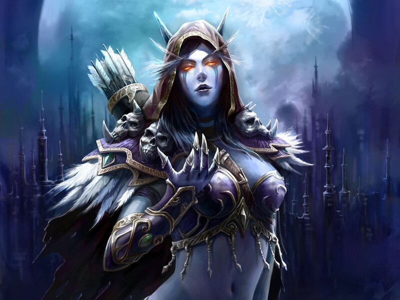 Female Character in Armor — Purple, Dramatic, Night, Digital Art, Skulls