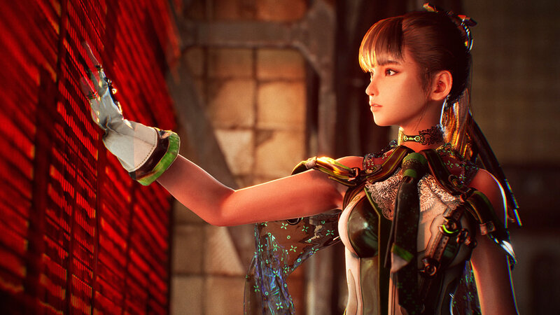 Female Character in Armor — Red, Dramatic, 3d Render, Red Light Panel
