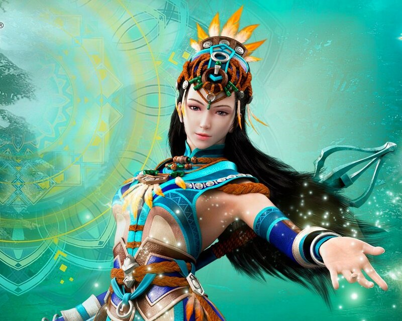Female Character in Armor — Teal