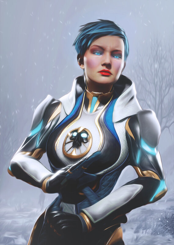 Female Character in Armor — White, Cold
