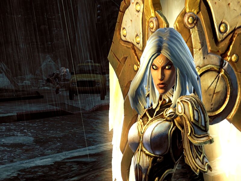 Female Character in Armor — White, Dramatic