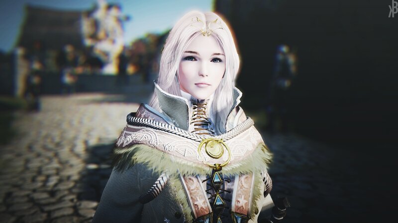 Female Character in Armor — White, Serene, Afternoon