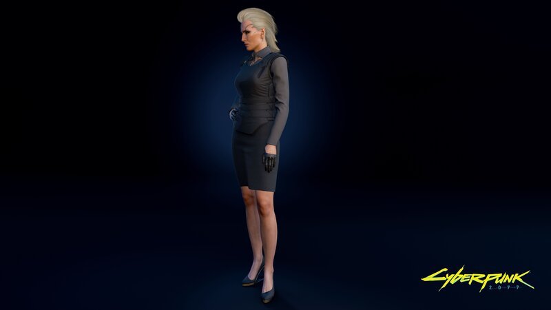 Female Character in Black Dress — Dramatic, 3d Render