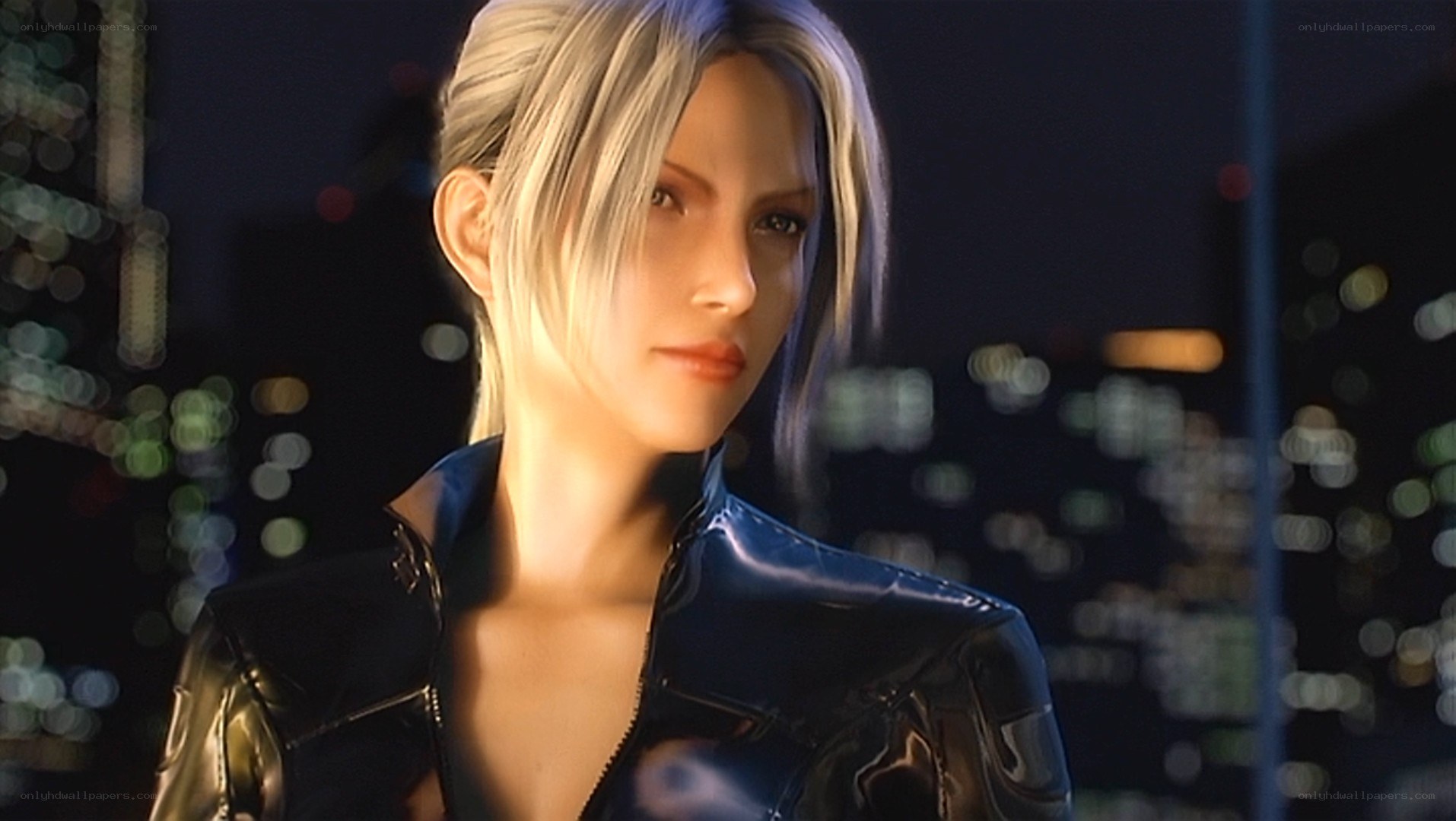 female character in black jacket