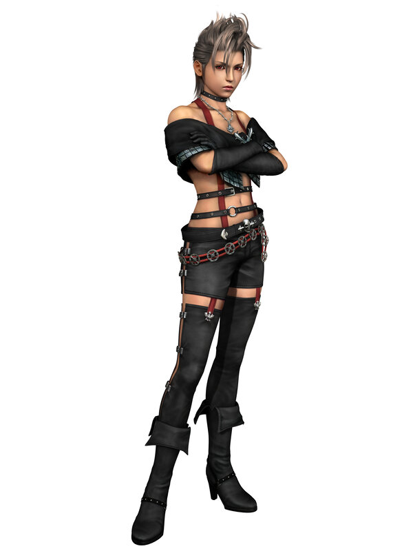 female character in black outfit
