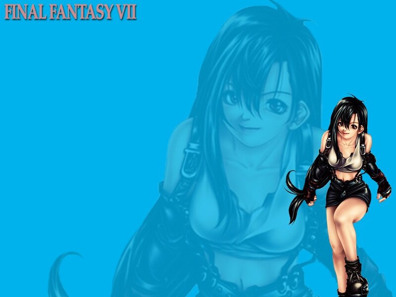 Female Character in Black Outfit — Blue