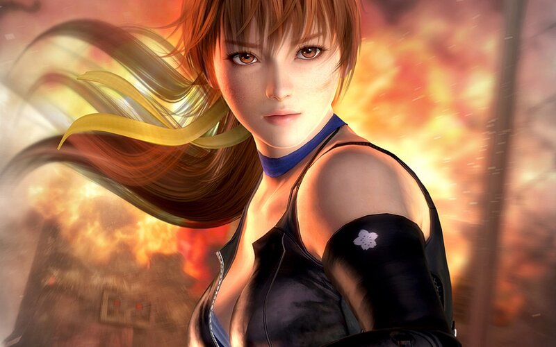 Female Character in Black Outfit — Orange