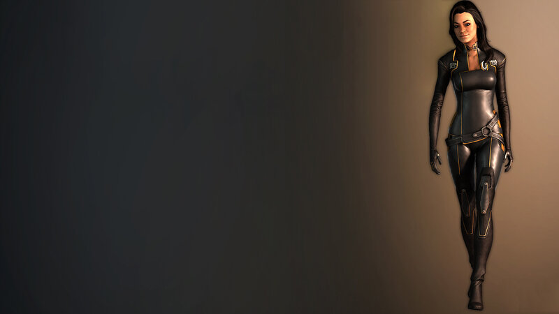 female character in black suit