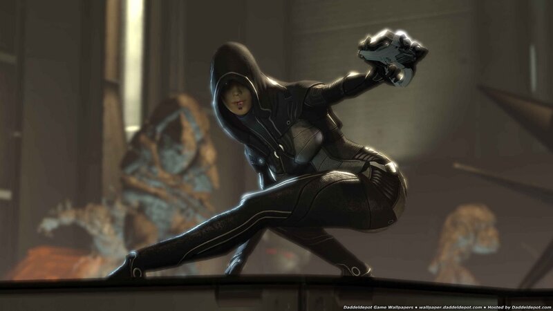 Female Character in Black Suit — Dramatic, 3d Render, Hooded Outfit