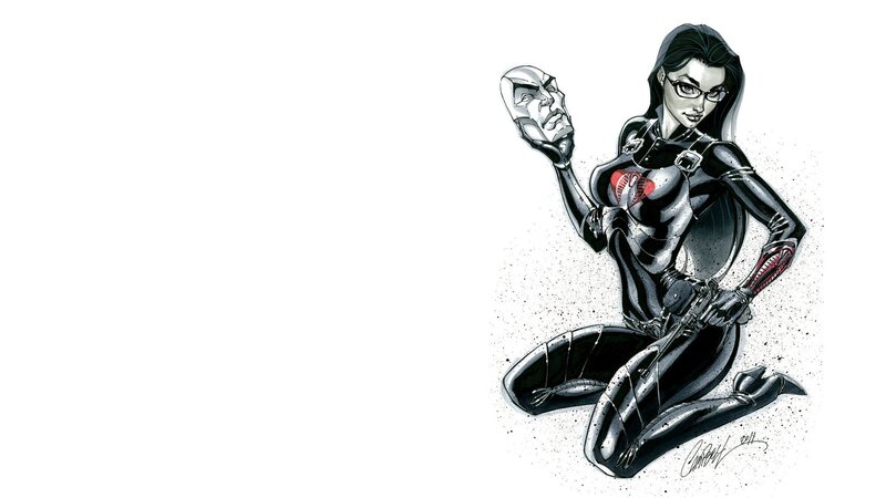 Female Character in Black Suit — Dramatic, Comic