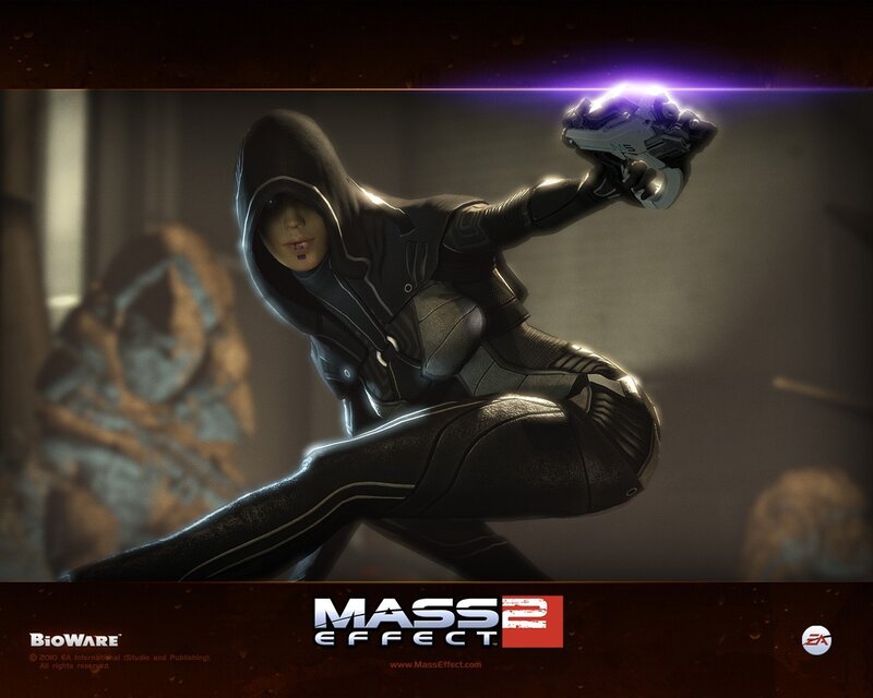 Female Character in Black Suit — Dramatic, Digital Art, Hooded Outfit, Weapon