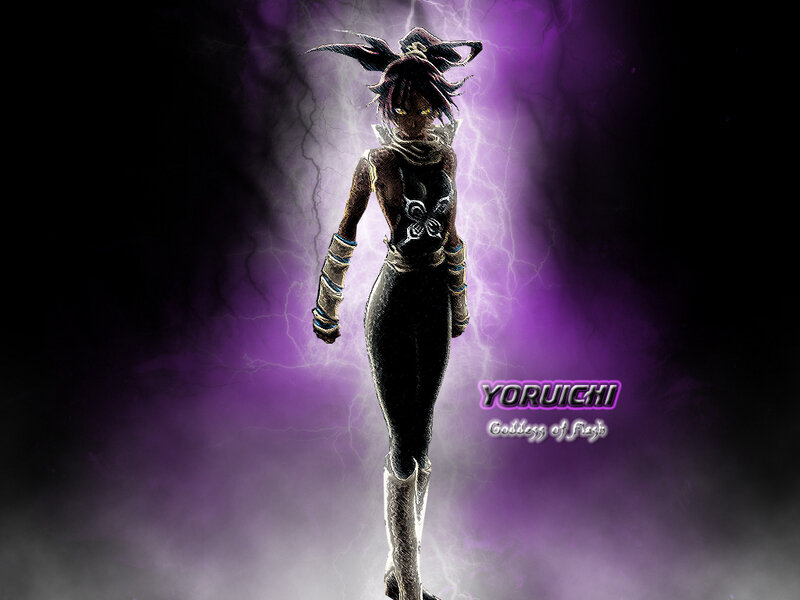 Female Character in Black Suit — Purple
