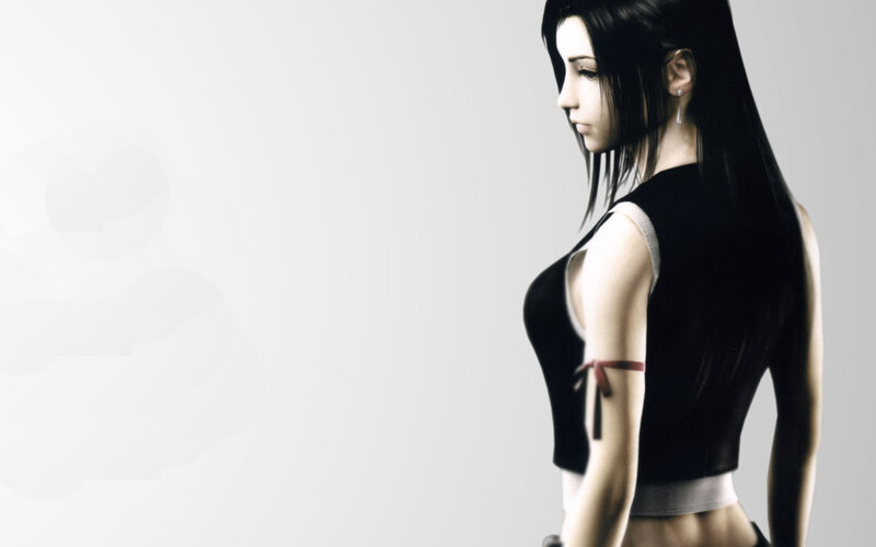 female character in black top