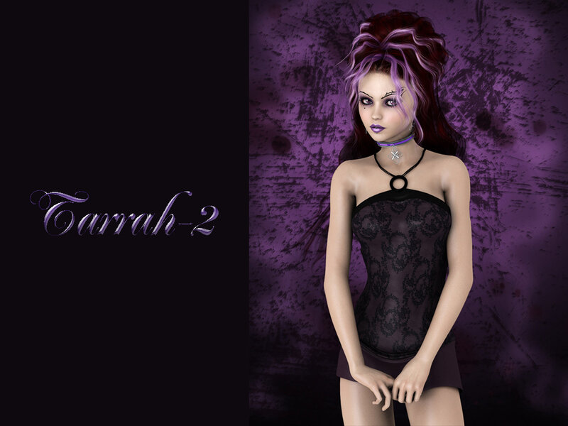 Female Character in Black Top — Purple, Dark