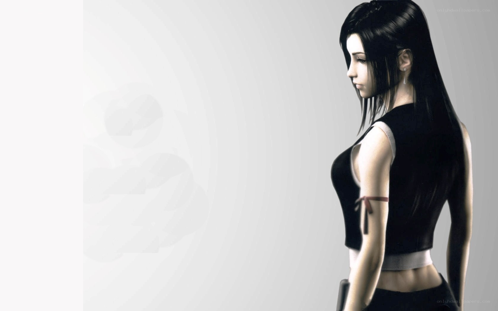 female character in black top