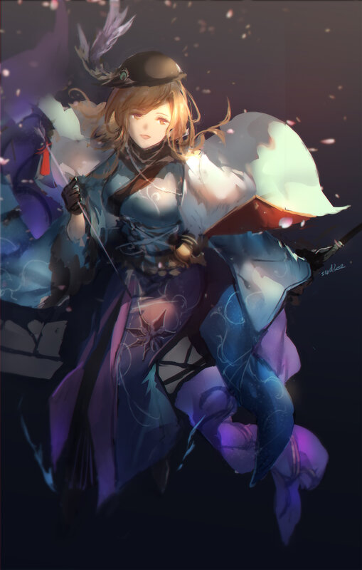 Female Character in Blue and Purple