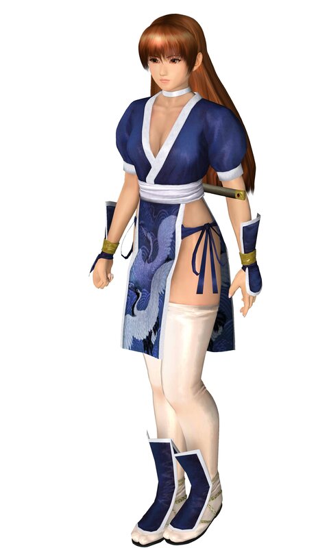 female character in blue and white outfit