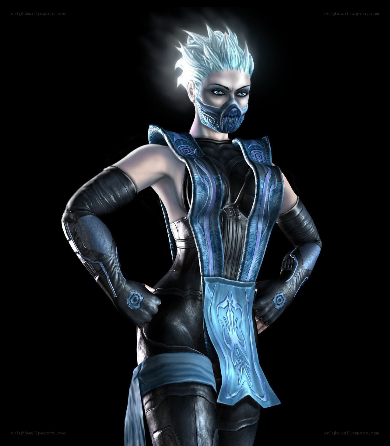 female character in blue armor