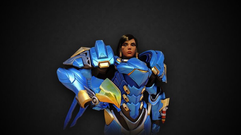 Female Character in Blue Armor — Dramatic, 3d Render