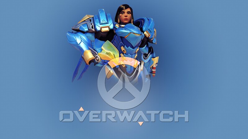 Female Character in Blue Armor — Dramatic, Digital Art, Logo, Blue Background