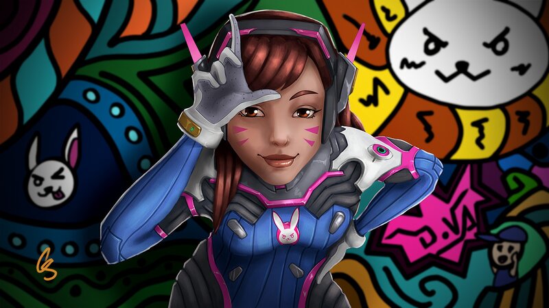 Female Character in Blue Armor — Playful