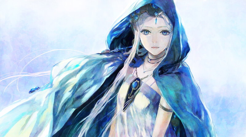 Female Character in Blue Cloak — Serene