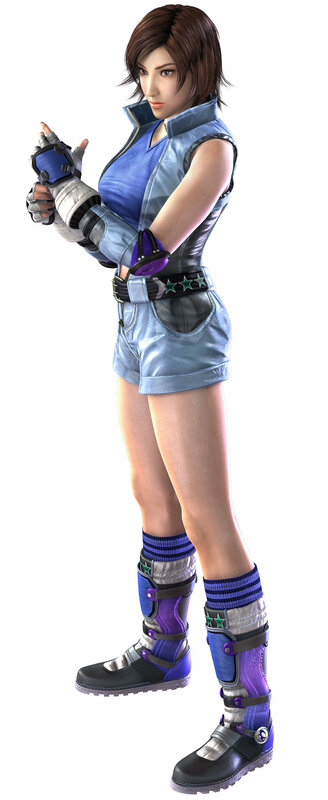 female character in blue outfit
