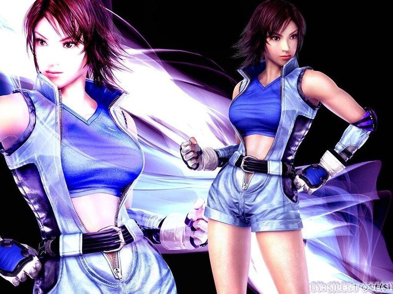 female character in blue outfit