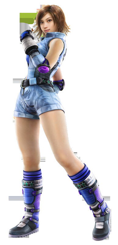 female character in blue outfit
