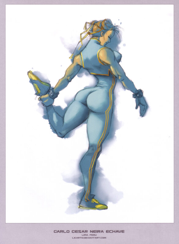 female character in blue suit