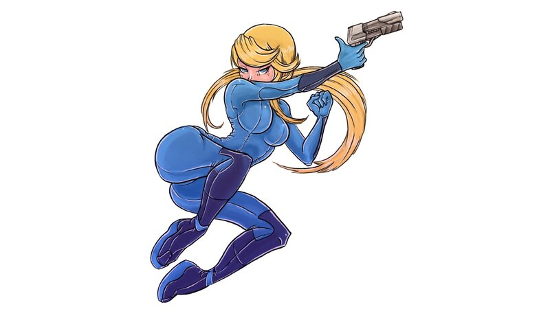 Female Character in Blue Suit — Action