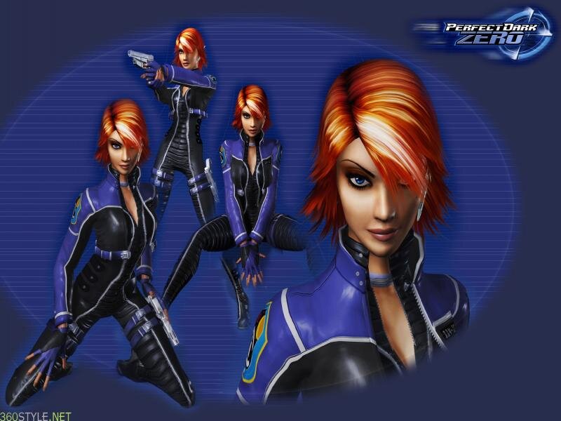 Female Character in Blue Suit — Dramatic, Digital Art, Gun