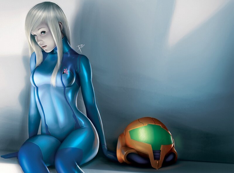Female Character in Blue Suit — Dramatic, Digital Art, Helmet