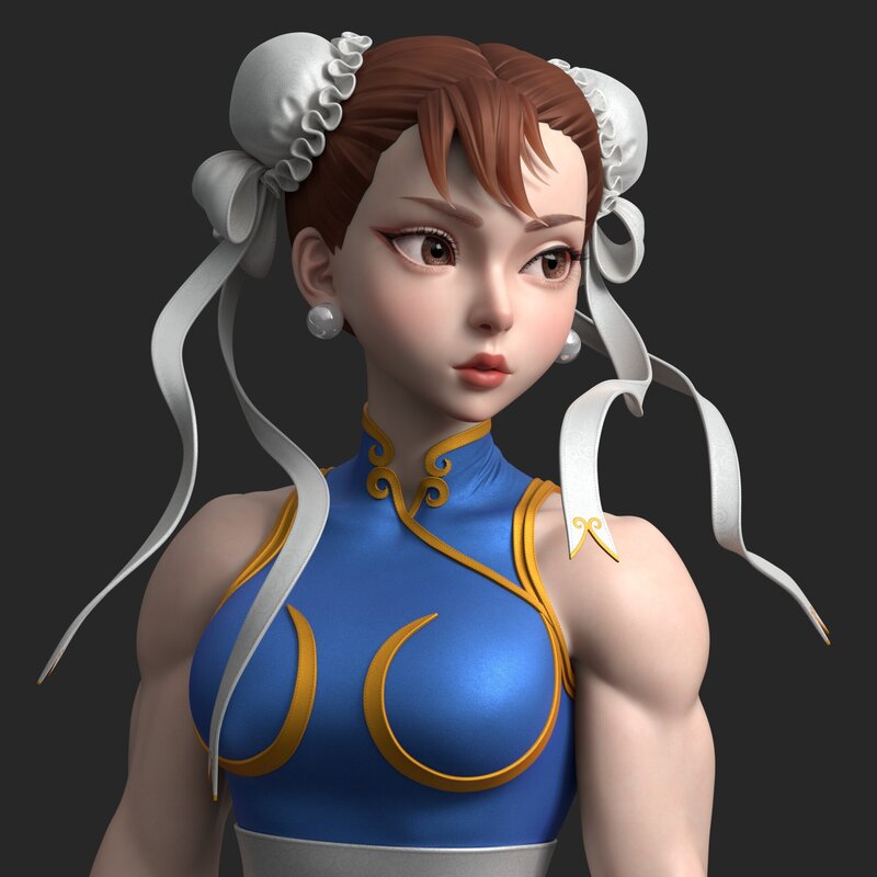 Female Character in Blue Top — Neutral