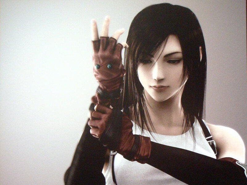 female character in brown gloves